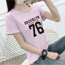 피치베 9컬러 라운드넥 76 반팔티 쫄티 여성 프린트 티셔츠 쿨링 여름 여자 반팔