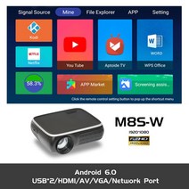 빔프로젝터 가성비 초단초점 미니 미니 미니 무선 프로젝트 프로젝트 스크린 ALSTON M8S 풀 HD 1080P 4K 7000루멘 시네마 Beamer Android WiFi Blu, 02 M8S-W