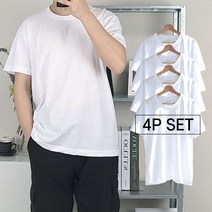 아이케이 4개 묶음 국내산 무지 남녀공용 30수 라운드 반팔 티셔츠