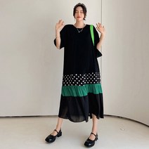 무드무드 체닌 도트 프릴 반팔 원피스