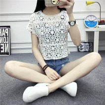 반팔티셔츠패션 뢰 실크블라우스 캐쥬얼 페퍼티 스티치 펀칭 커버 톱 상의 쇼트 민소매나시 여성 2월16 일 3969227006, 베이지칼라, 정 육각화