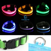LED 강아지 목줄 안전한 산책 야간산책 밤산책 나들이 공원 위험예방 반짝이는 목줄 불빛 애견 반려동물 배터리형, 옐로우
