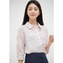 SI (씨) 나염 카라 쉬폰 블라우스 SEBAG0482