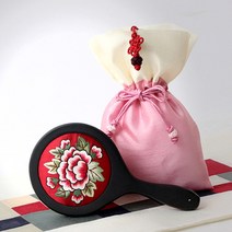 국제자수원 자수 손거울 목단봉우리 (소), 선택없음, 파랑