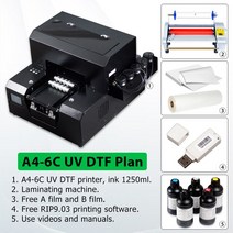 UV 인쇄기 프린터 자동 A3 UV DTF 프린터 접착 필름 전사 스티커 로고 유리 아크릴 금속 제작 인쇄, 03 A46C UV DTF Plan