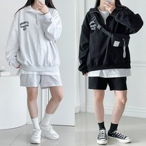 코디제이 여자 W스탠다드 오버핏 하프집업 반바지세트 트레이닝세트 4부팬츠 데일리룩 남여공용 빅사이즈