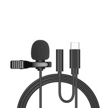 핀 방송용 휴대용 SNS 마이크 3.5mm 미니 콘덴서 usb 라발리에 클립 전문 pc 노트북 유형 c 스마트 폰용 유선 로, 유형 c 2 in 1