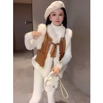 수입 밍크 조끼 퍼 베스트 자켓 명품 모피조끼 폭스 토끼 털조끼 인조 밍크조끼 2022 겨울 모 여우 모피 젊은 스타일 모피 달콤한 스웨이드 코튼 여성