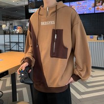 남성 오버핏 후드 티 집업 빅사이즈 맨투맨 streetwear 2022 봄 가을 캐주얼 스웨트 셔츠 패션 패치 워크