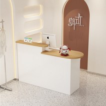 카페카운터 DIY 계산대 프론트 조립식 수납 인포데스크 소형, 80x50x105cm, B.황금색 비단 나무   흰색 캐비닛(왼쪽을 향한 호)