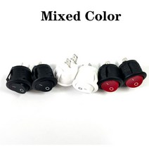 조명 6Pcs 20mm 직경 라운드 로커 스위치 블랙 미니 화이트 레드 2 핀 ON-OFF KCD1-105, [01] 6PCS, [03] Mixed