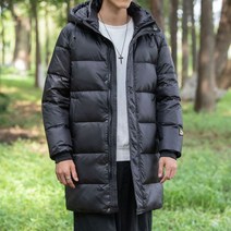 강아지패딩 강아지 오리털 패딩 강아지겨울옷 남성용 화이트 덕 다운 중간 두꺼운 방한 남성 후드 스트리트웨어, 5.Black - 2XL 70-77kg
