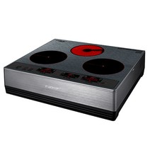 쿠첸 하이브리드 3구 전기레인지 미라듀어 + 스텐드 15cm, CIR-S3214DSMS, 자가설치