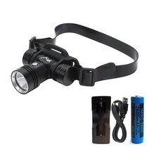 돌핀-D2 수중헤드랜턴 1300루멘 집중광 해루질 다이빙 써치 방수후레쉬 작업 캠핑 등산 낚시랜턴, A세트(본체+2600배터리+5핀 1구충전홀더)