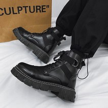 오토바이 부츠 바이크신발가을 겨울 두꺼운 기본 천 Mid-Top 부츠 남성 영국 트렌드 High-Top 캐주얼 신발, 01 39, 07 9973-Buckle