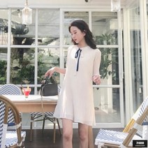 가바바 여성 원피스 소녀같은 리본 플리츠 쉬폰 여름 미니원피스 G49467