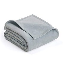 PLUSH BLANKET BY VELLUX - Full/Queen Heavyweight Micromink Warmest Bedspread Pet-Friendly Bed, 1, Gray Mist
