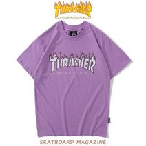Thrasher flame T-shirt 트레셔 플레임 로고 반팔 바이올렛