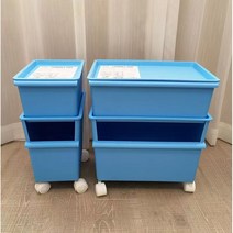 DND마켓 이동식 수납함 리빙박스 장난감 레고 정리함 컬러풀 2단 (주)존글로벌, S, 블루 2단