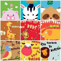 diy 유화 색칠하기 그림 그리기 물감 세트 캔버스액자 어린이집 유치원 초등 공룡 십이지신 동물 크리스마스 만들기 세트 집콕놀이 키트 행사 조카 선물, 03_동물, 영어 코끼리