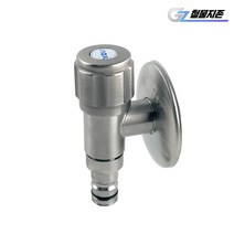 스텐 왕킹 다이얼 벽부착 슬림 수도꼭지-냉수 일반 베란다 양갈래 두갈래 세탁기 연결, 1개