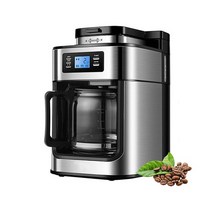 사무실 커피머신기 편의점 카페용 가정용 커피머신기 1000W 자동 커피 메이커 기계 콩 및 분말 2 in 1 신선, 01 Black_03 AU
