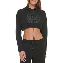 DKNY 여성용 스포츠 하프 지퍼 스웨터 플리스 재킷 블랙.
