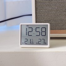 레벤데코 자석부착 벽걸이 탁상겸용 시간표시 온습도계, 화이트, 화이트