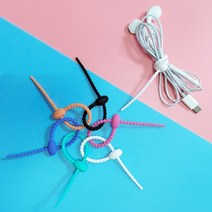 케이블타이 반영구 5P 고무 전선 정리 식물고정 실리콘 충전기 선정리 재활용 밀봉 다용도, C) 핑크5P
