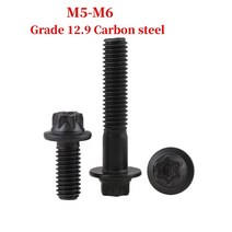 스테인리스 Torx 헤드 볼트 나사 등급 12.9 블랙 프로파일 플랜지 M5 M6 육각 5 개 10 20, [07] M6x43mm, [03] 20pcs