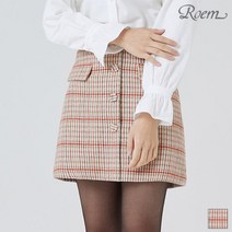 로엠 단추 포인트 체크 미니 스커트 RMWH94TR11
