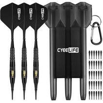 전자 업소 다트CyeeLife 소프트 다트 18g + 운반 케이스 추가 포인트 비행 전문 전자 플라스틱 팁 세트, 06 Black