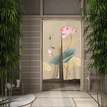 중문커튼 방풍 비닐 커튼 자석형 방한문 중문중국 스타일 대나무 연꽃 문 커튼 파티션 풍수 출입구 가정용, 04 CLX00302_07 90x180cm