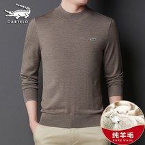 남자긴팔티 악어 100 순 양털 울셔츠 겨울 가을 라운드넥 솔리드 이너 데일리 스웨터 얇은 4354759124