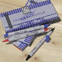 Kuretake 0.5mm/3.5mm 양면닙...일본 쿠레다케 지그 트윈 캘리그라피펜 JOURNAL TITLE 1다스(6자루) MS-3600 HF126-3, 레드 1다스, 색상