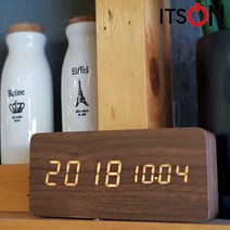 잇츠온 디지털 LED 우드 시계 알람시계 탁상시계, 디지털우드LED시계(중)월넛