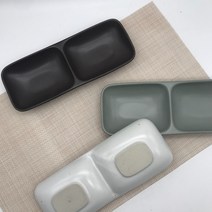 여주 고은 도자기 모음나눔접시 세칸나눔 두칸나눔 쌍초장기 원초장기, 1개, 직두칸나눔접시_그레이