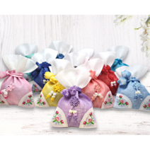 한국민예사 모시 금실 꽃자수 복주머니 소 고급 미니 파우치 한국 전통 선물 주머니, 08 살구색