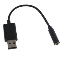 2 in 1 USB - 3.5mm 컴퓨터 오디오 케이블 USB - AUX 헤드폰 어댑터 변환기 케이블(PC용) 등, 검은색