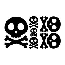 오피스왕국 해골2 그래픽 스티커, 블랙