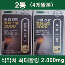 고함량 엠에스엠 msm 미국산 100%함유 무릎 연골 어깨통증 식약처 최대함량 msm 2 000mg 2통(4개월분)/3통(6개월분), 120정, 2통