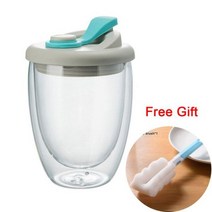 머그잔 머그컵 카페 도자기 실리카 누출 방지 뚜껑이 있는 투명 이중층 벽 유리 컵 커피 주스 우유 찻잔 여행 음료용품용, blue_450ml