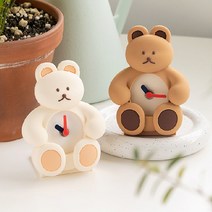 귀여운탁상시계 로마네 곰돌이 저소음 탁상 미니 시계 DONATDONAT, (탁상시계)초코, 초코