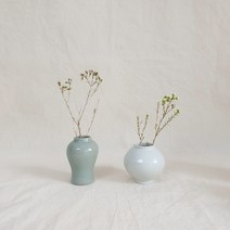 달항아리 백자 청자 미니 화병 도자기 인테리어 소품 오브제, 백자+청자 set