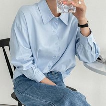 여자 프레피룩 루즈핏 긴팔 학생 셔츠