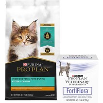 번들: Purina Pro Plan 새끼 고양이 치킨 라이스 포뮬라 건조 식품 Purina Pro Plan 수의학 다이어트 FortiFlora Probiotic 위장 지원 Cat Supple