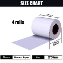 감열지 57x50mm 4 롤 금전 등록기 58mm POS 프린터 10m 긴 모바일 블루투스 Paperang Peripage 미니