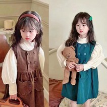 쁘띠람 여아 원피스 아동 아기 키즈 겨울원피스 반하이넥티 단추원피스 등원 데일리