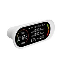 5In 1 대기질 측정기 TVOC HCHO CO2 측정기 이산화탄소 온도 습도 테스트 보정 질 모니터, 01 WHITE