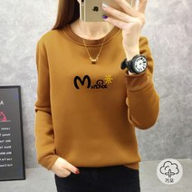 스타일아유 여자 겨울 레터링 나염 기모 베이직핏 맨투맨 티셔츠 긴팔 티셔츠 AYBYTS0672